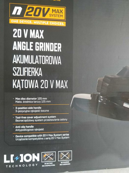 NOWA Akumulatorowa Szlifierka Kątowa 20V Max 125 mm Diaks NITEO