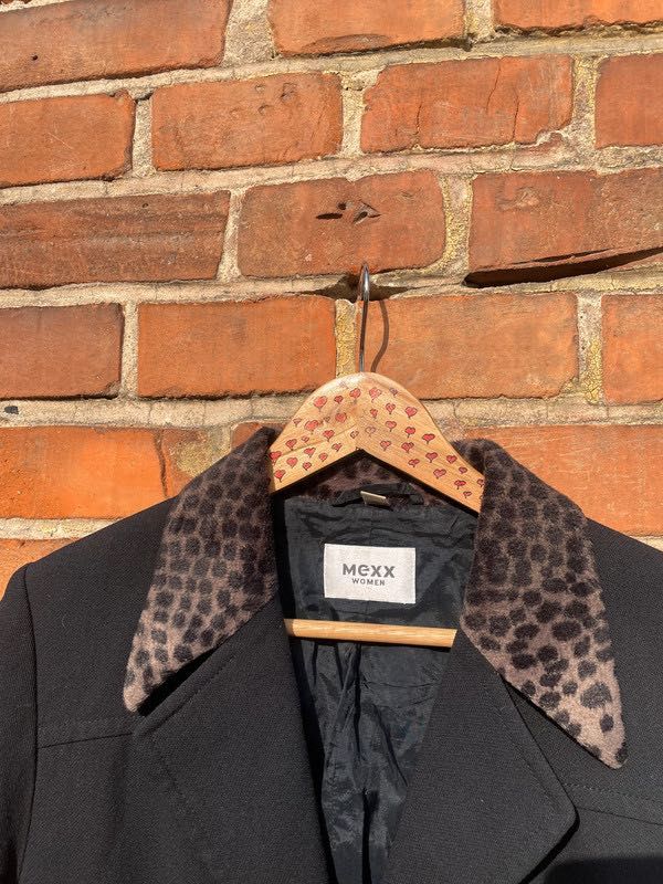 Marynarka mexx żakiet czarna w panterkę wełna MEXX krótka Vintage m L