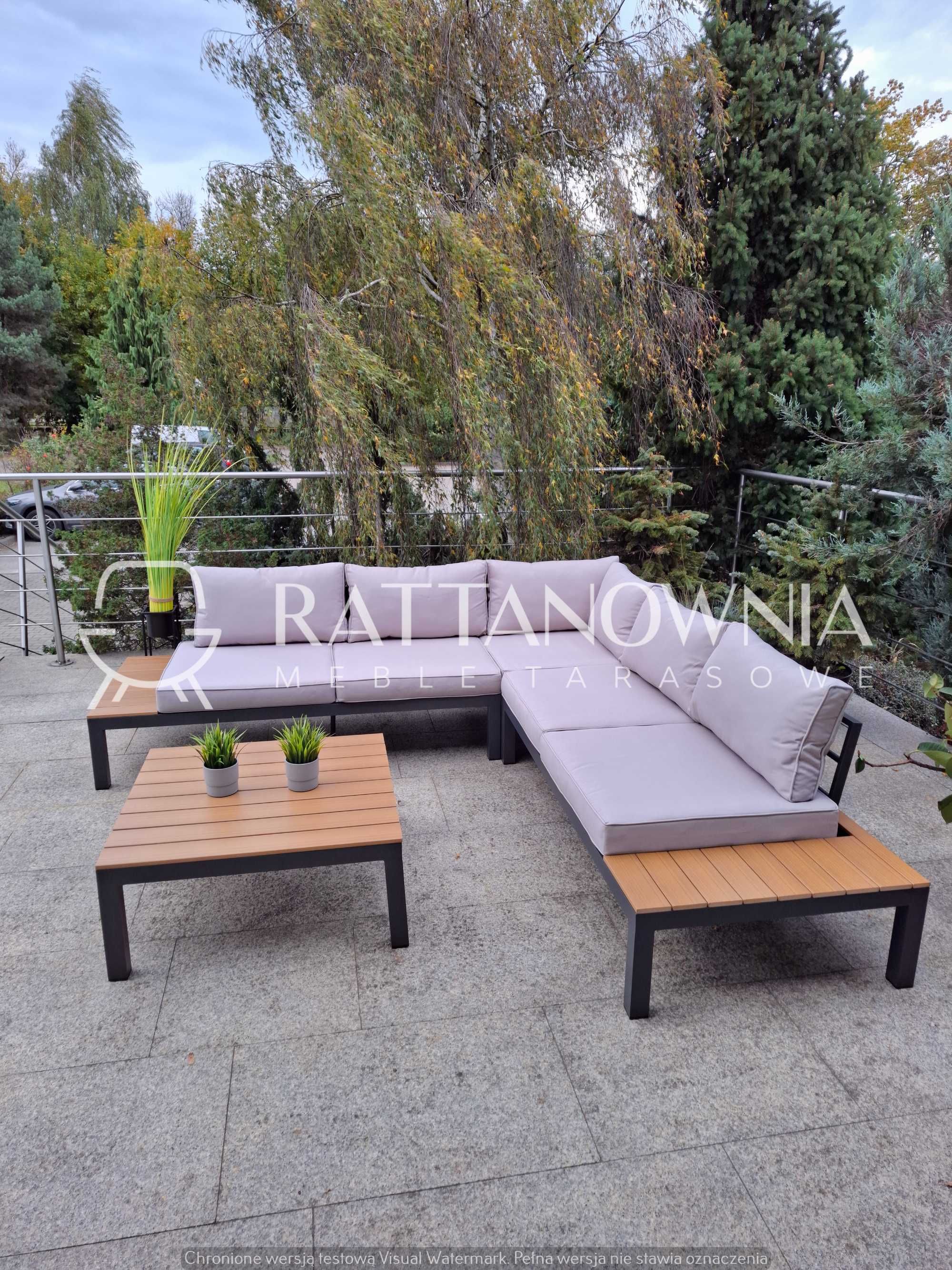 Narożnik Ogrodowy Aluminiowy Meble Ogrodowe Aluminiowe Zestaw na Taras