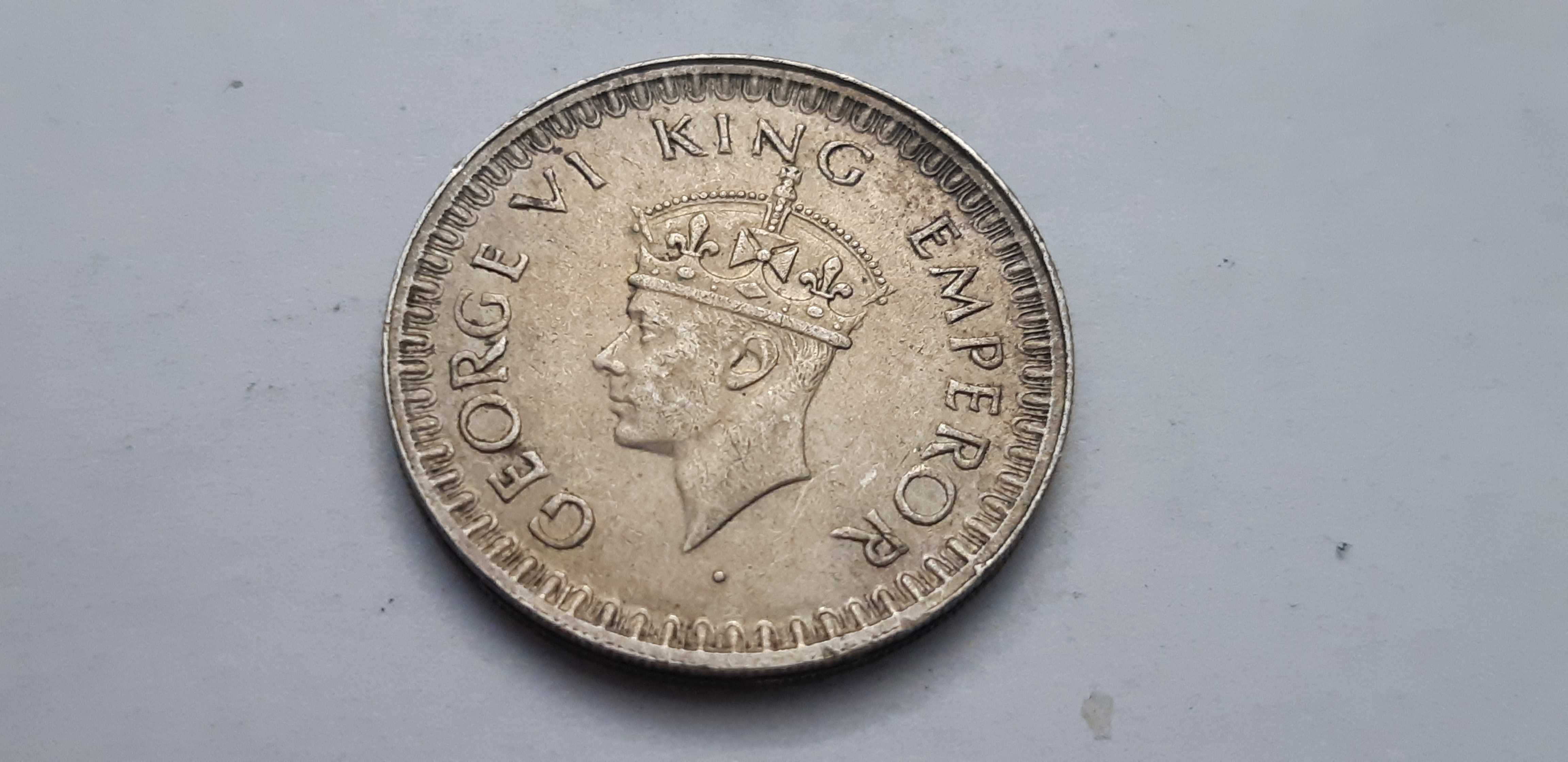 Indie Brytyjskie 1/2 Rupii 1943 rok - real foto - srebro