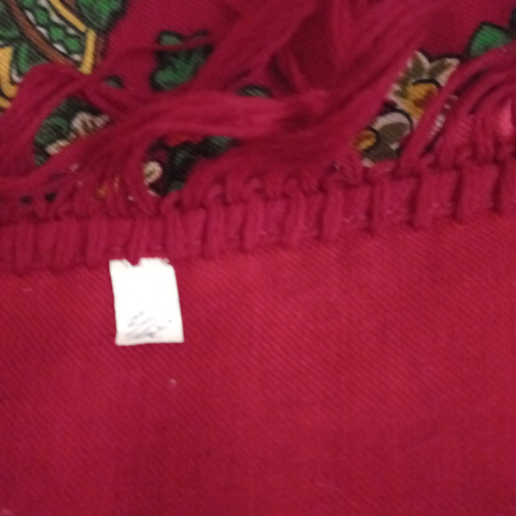 Павлово-Пасадская хустка платок шаль 80×80см шерсть  с кистями винтаж