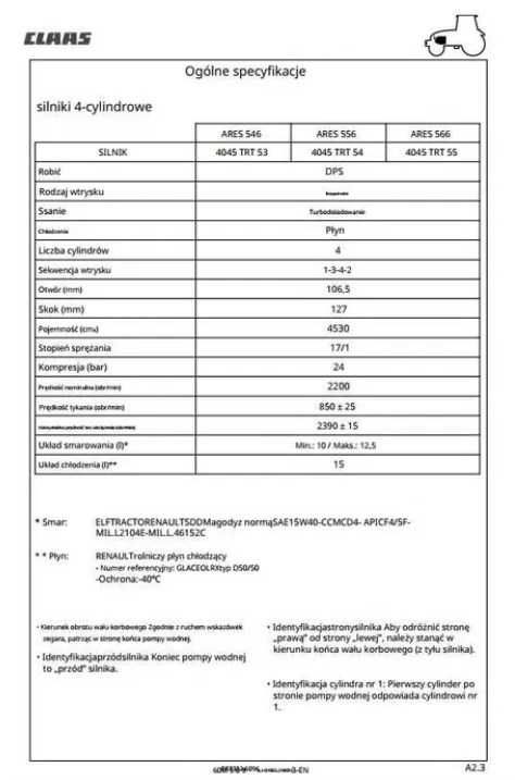 Instrukcja Napraw ciągnika Renault Claas Ares 546, 556, 566 PL