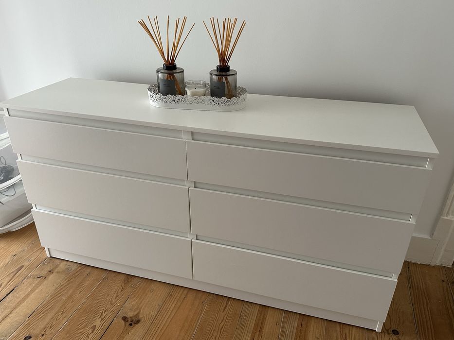 Comoda branca quarto 6 gavetas