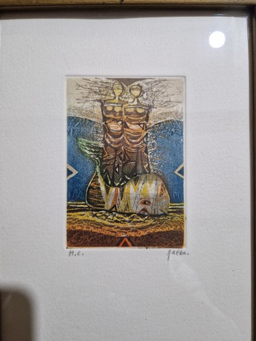 Obrazek grafika artystyczna autorstwa Moshé Malka, Paryż, sygnowana