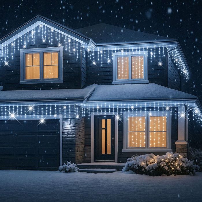 Lampki CHOINKOWE Sople led 500 Białe Flash Zewnętrzne Kurtyna IP44