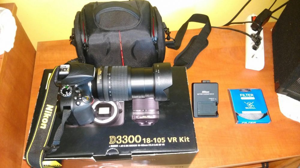 Nikon D3300 + obiektyw 18-105 VR+Filtr polaryzacyjny +Torba nieprzamak