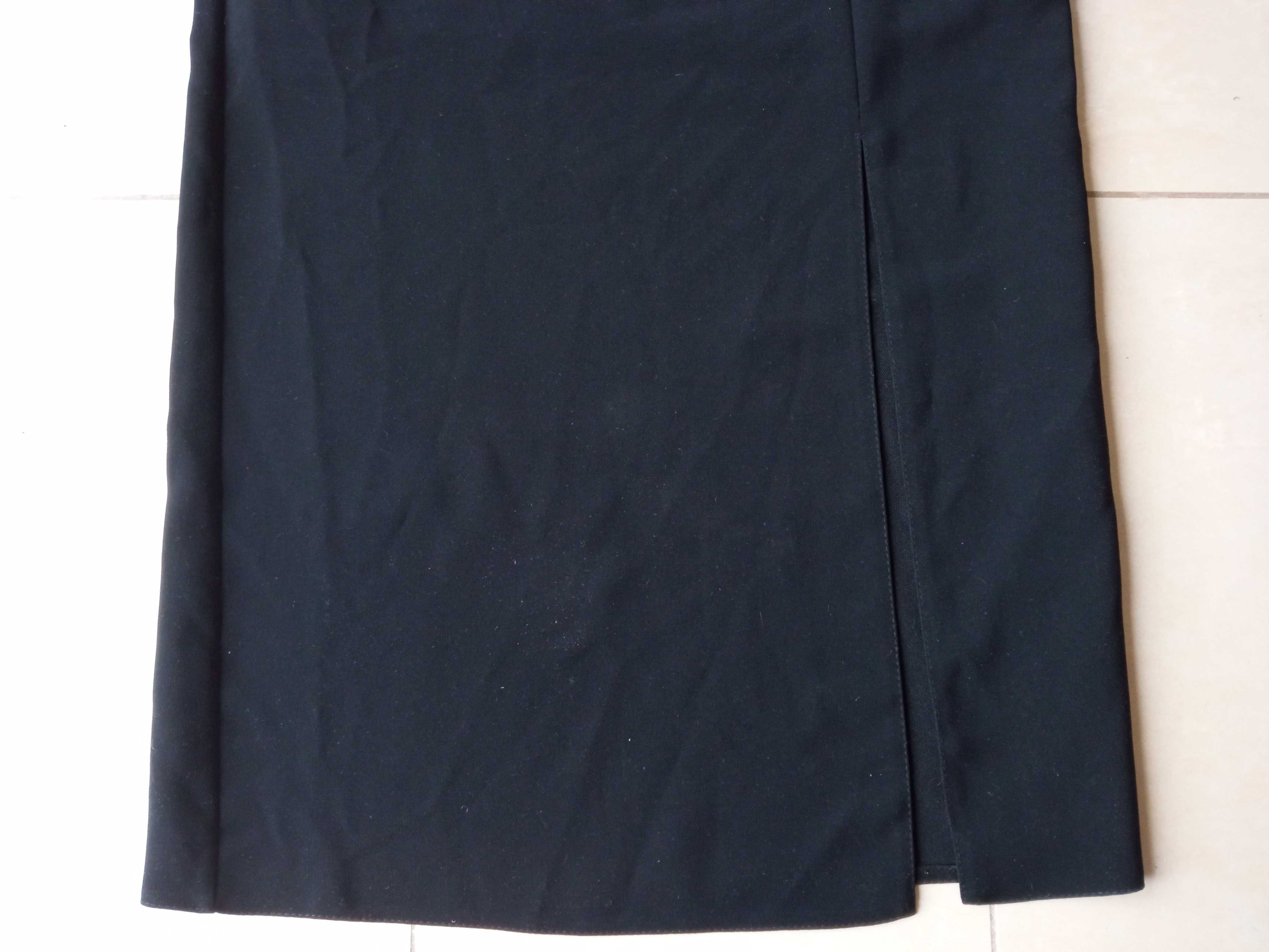 Długa elegancka czarna spódnica obcisła biurowa 42 XL poliester