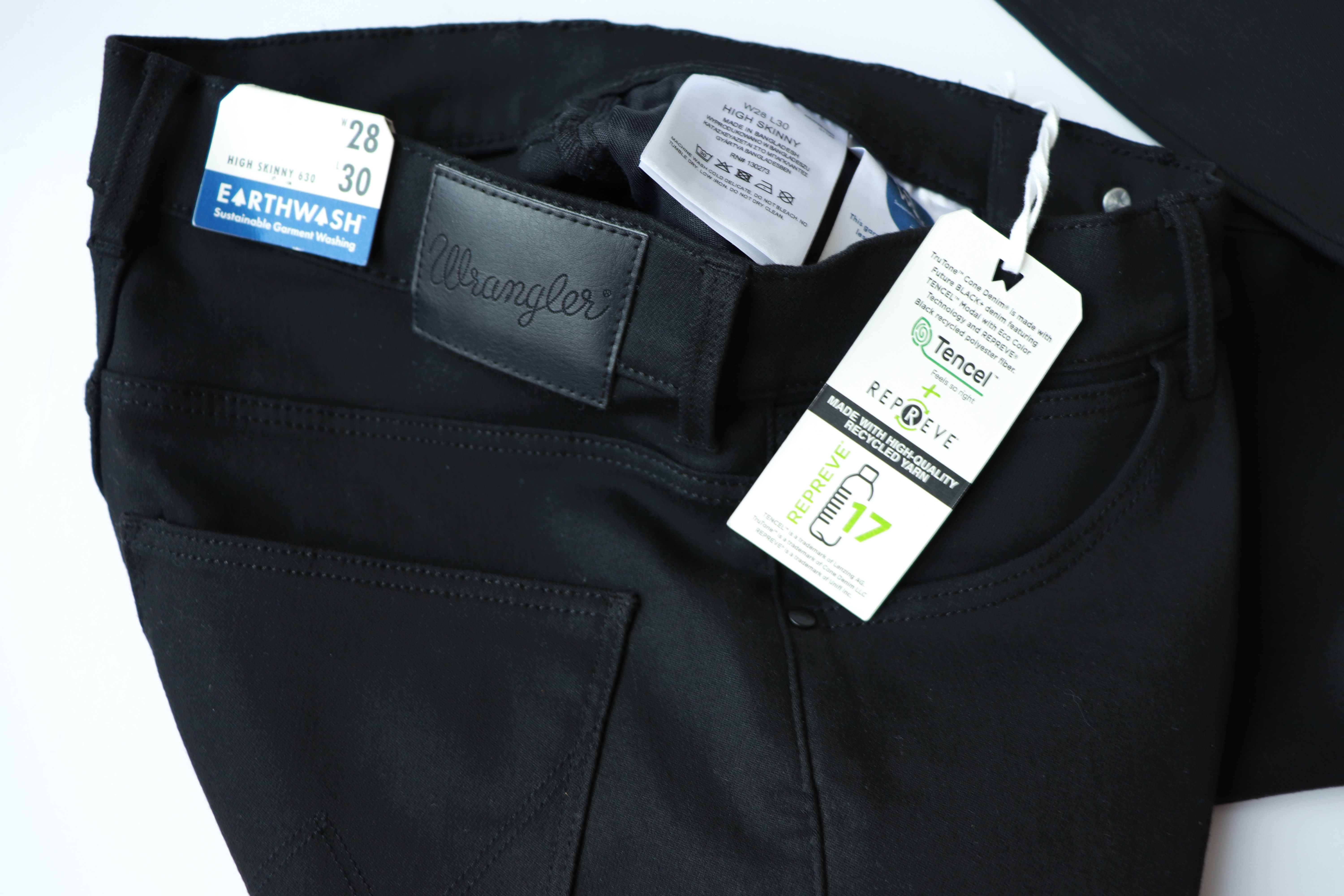 WRANGLER HIGH SKINNY 630 W28 L30 damskie spodnie jeansy nowe czarne
