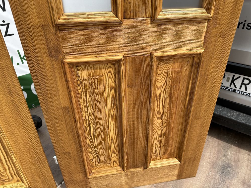 Drzwi drewniane lite sosnowe OD RĘKI szczotkowane postarzane olejowane