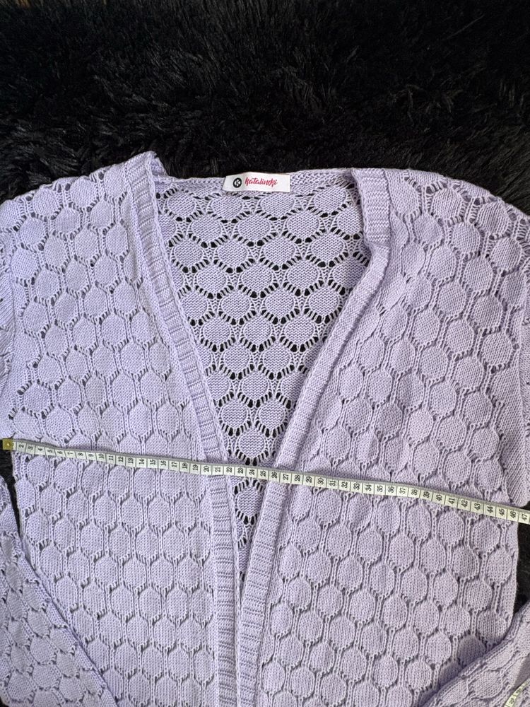 Sweter długi liliowy
