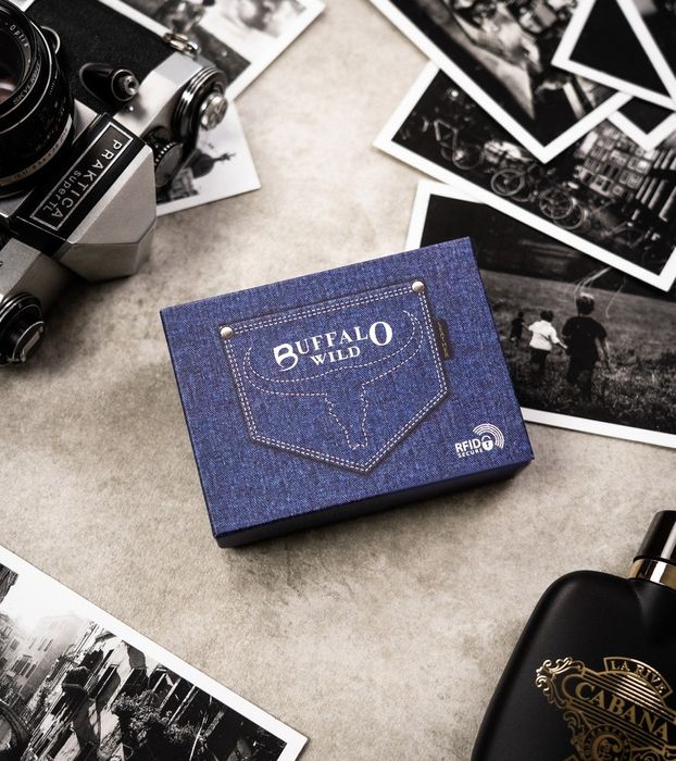 mały, skórzany portfel męski bez zapięcia - buffalo wild