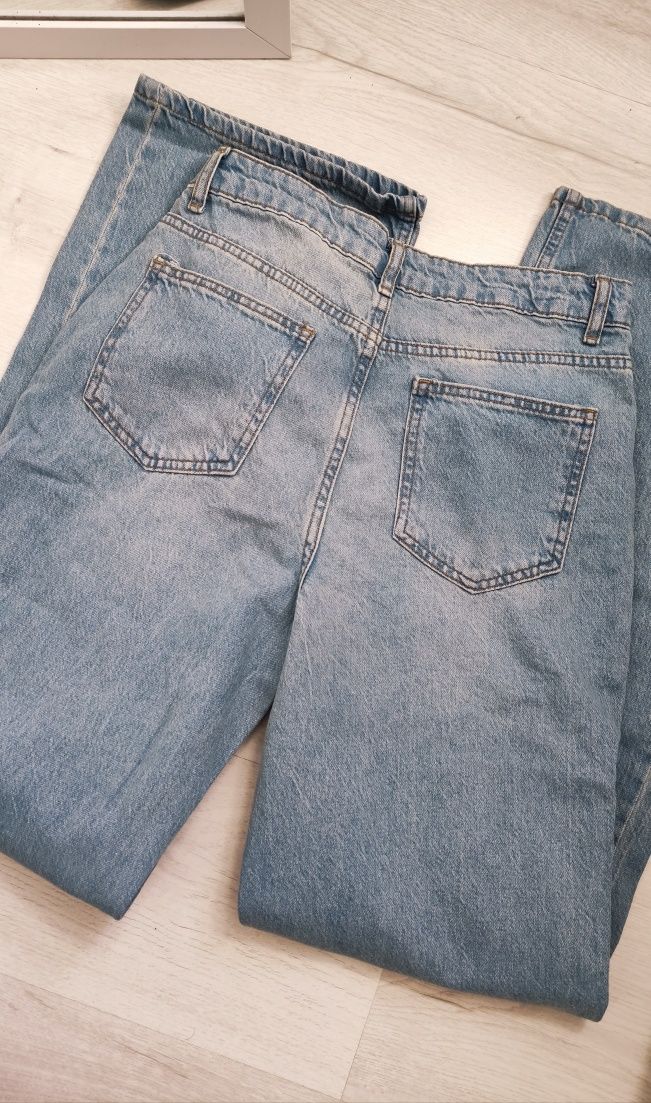 Spodnie szerokie damskie baggy jeansy wysoki stan S