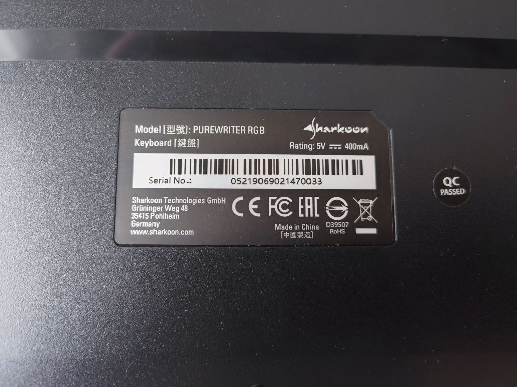 Klawiatura mechaniczna Sharkoon Purewriter (niebieskie switche)