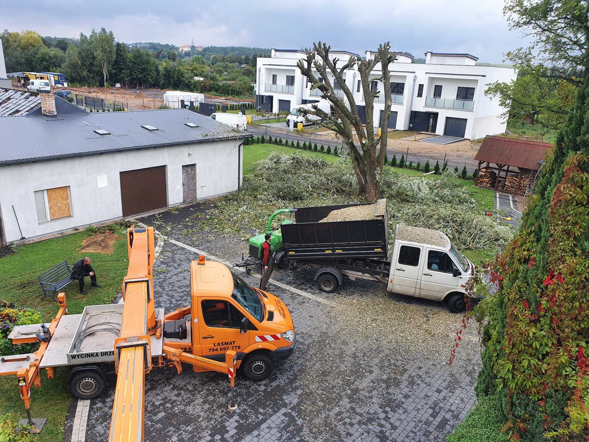 WYCINKA DRZEW frezowanie pni podnośnik koszowy 22m zwyżka rębak