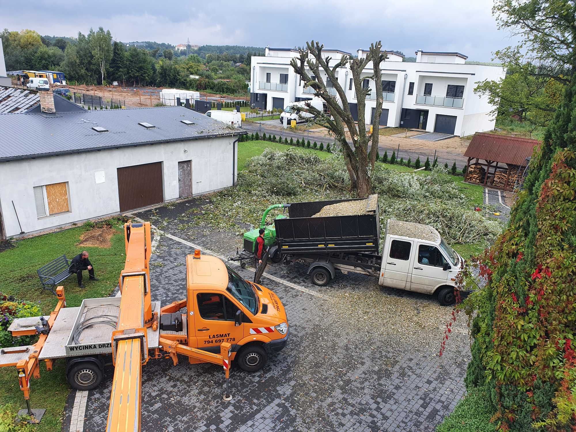 WYCINKA DRZEW frezowanie pni podnośnik koszowy 22m zwyżka rębak