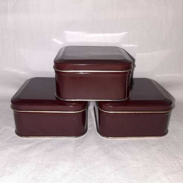 Набор 3 жестяные емкости для чая или приправ, размер 7,5х7,5 х3,5 см