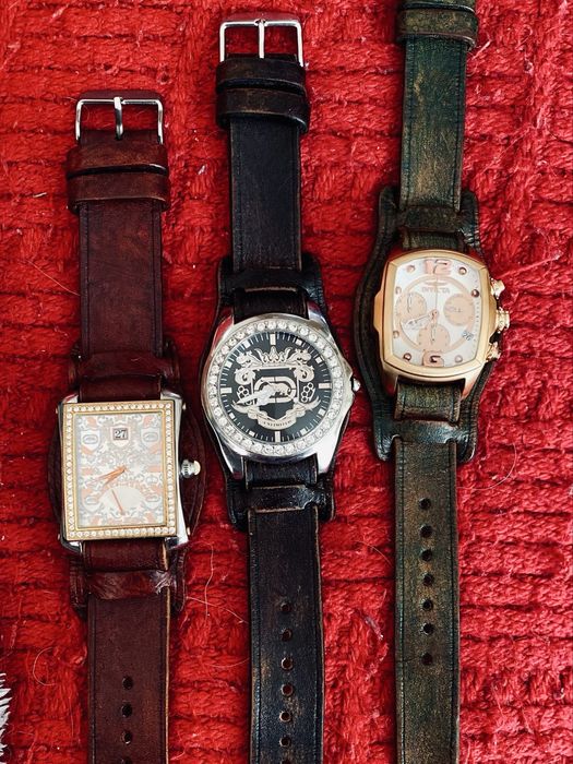 duży zegarek Marc Ecko „prostokąt” z retrogradem na customowym pasku