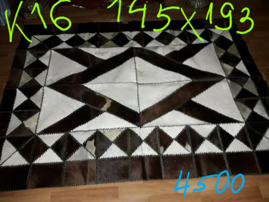 Кожаный ковёр ручной работы шкіряний килим