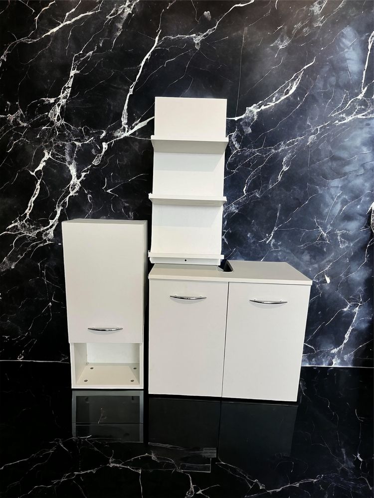 Biały komplet łazienkowy zestaw łazienkowy szafka pod unywalke