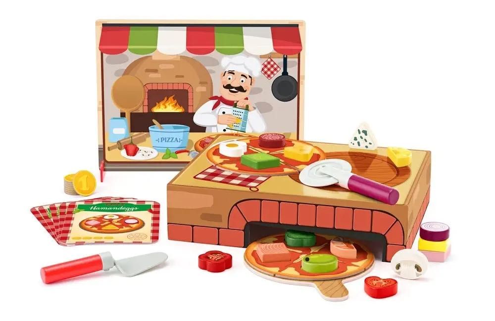 Drewniana pizza,piec do pizzy dla dzieci,kuchnia,zabawka,Woodyland,