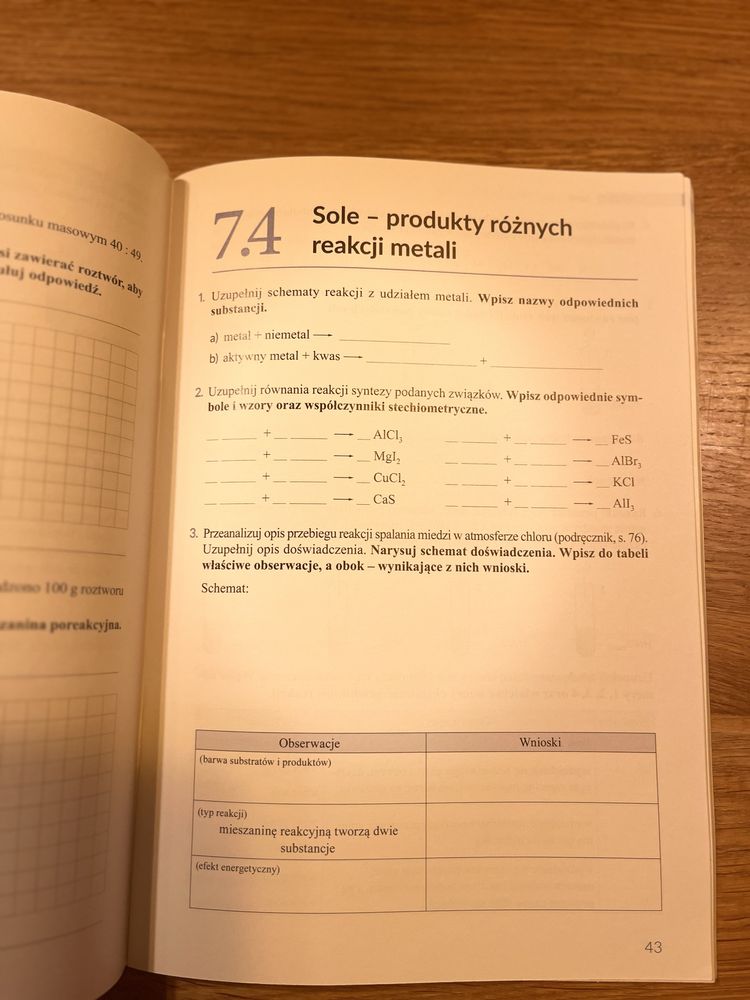 Świat chemii - kl 8 zeszyt ćwiczeń