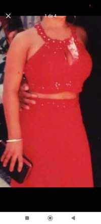 Vestido vermelho cerimónia (top+saia) , usado apenas uma vez