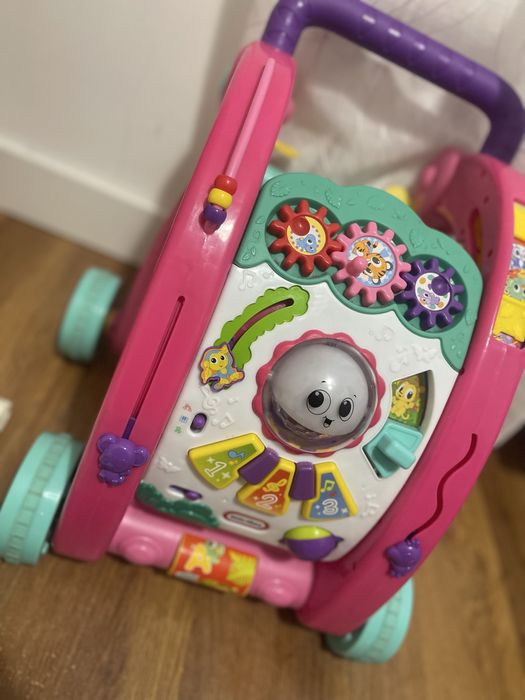 Little Tikes, chodzik i stół aktywności 3w1, rozowe