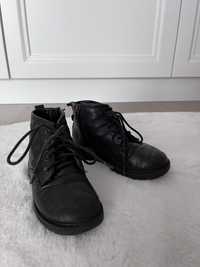 Skórzane botki ZARA 25 skóra czarne zamek buty przejściowe wiosenne