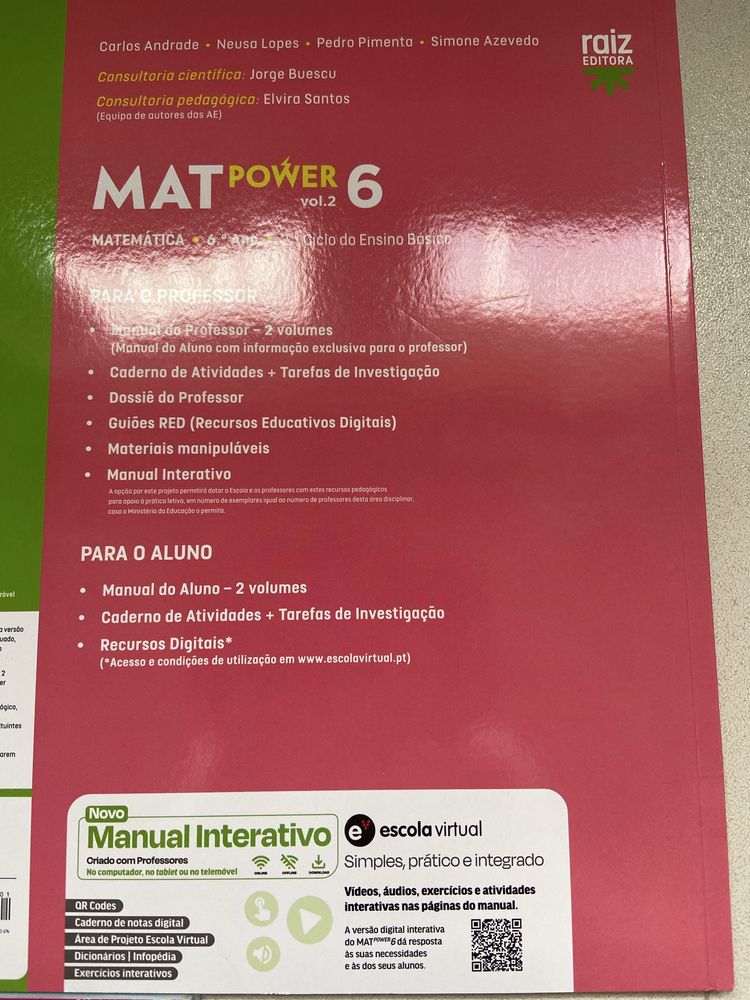 Manual e caderno de atividades de matematica do professor  de 6 ano