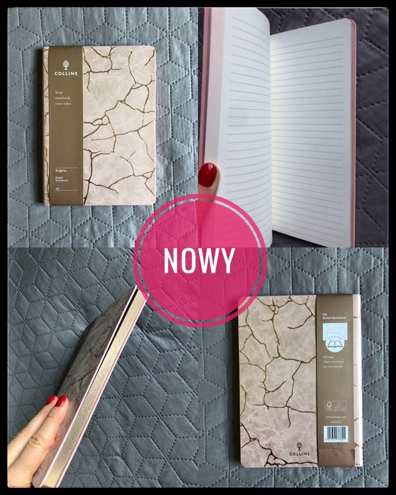 477. Nowy zeszyt/ruled notebook Collins. A5. Pudrowy róż ze złotem