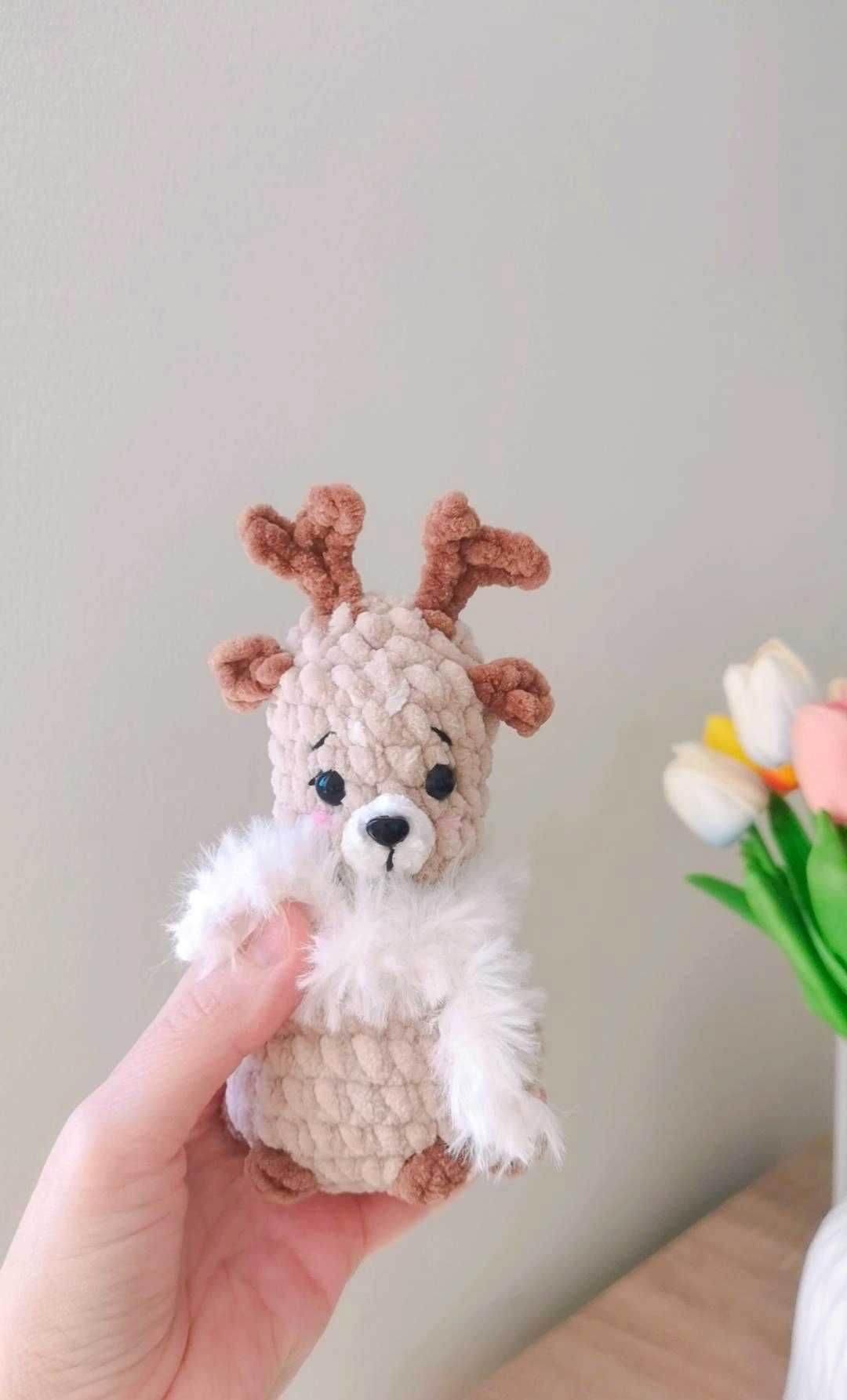 Reniferek na szydełku handmade, dekoracja świąteczna