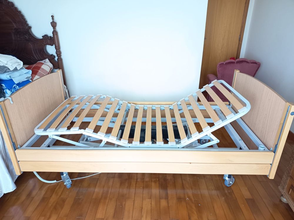 cama articulada com carro elevador estrado eletrico+colchão viscoflex