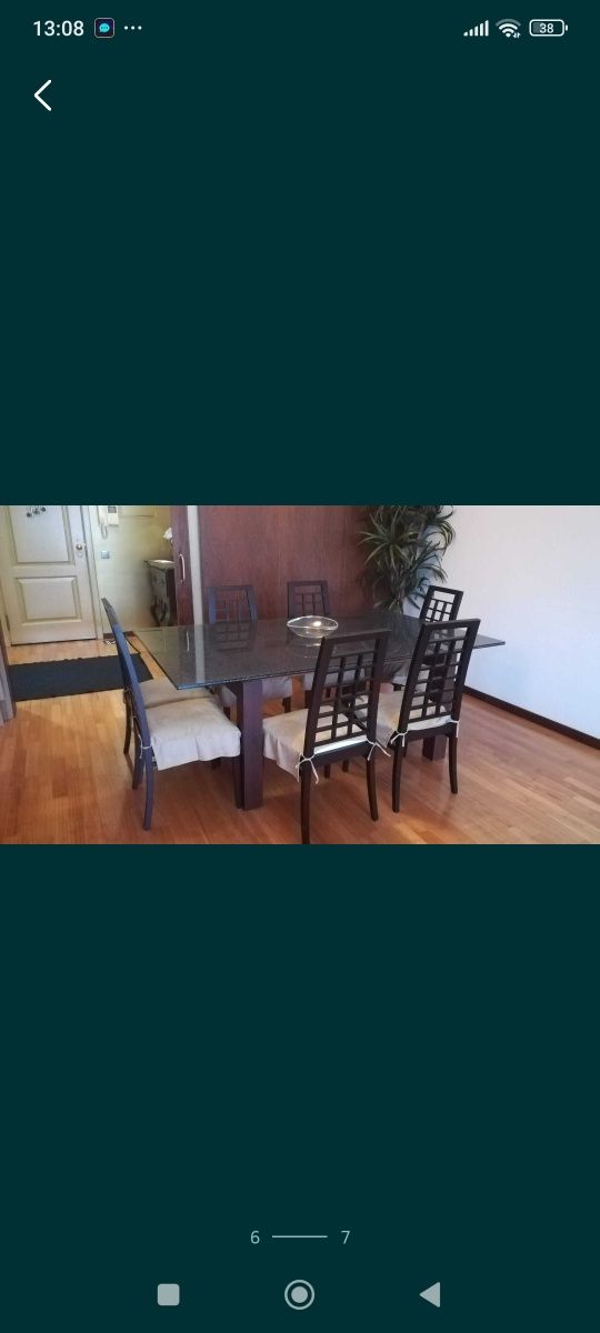 Mesa vidro triplo, craquelado em cinza.