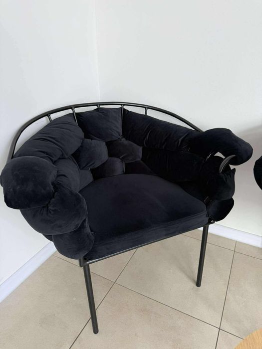 Fotel welurowy ekskluzywny pilo czarny
