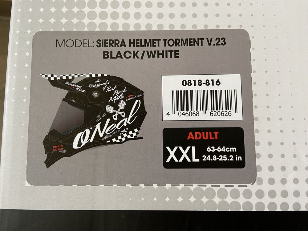 Kask Oneal Sierra Torment V23 Black White (cross,quad,enduro)GWARANCJA