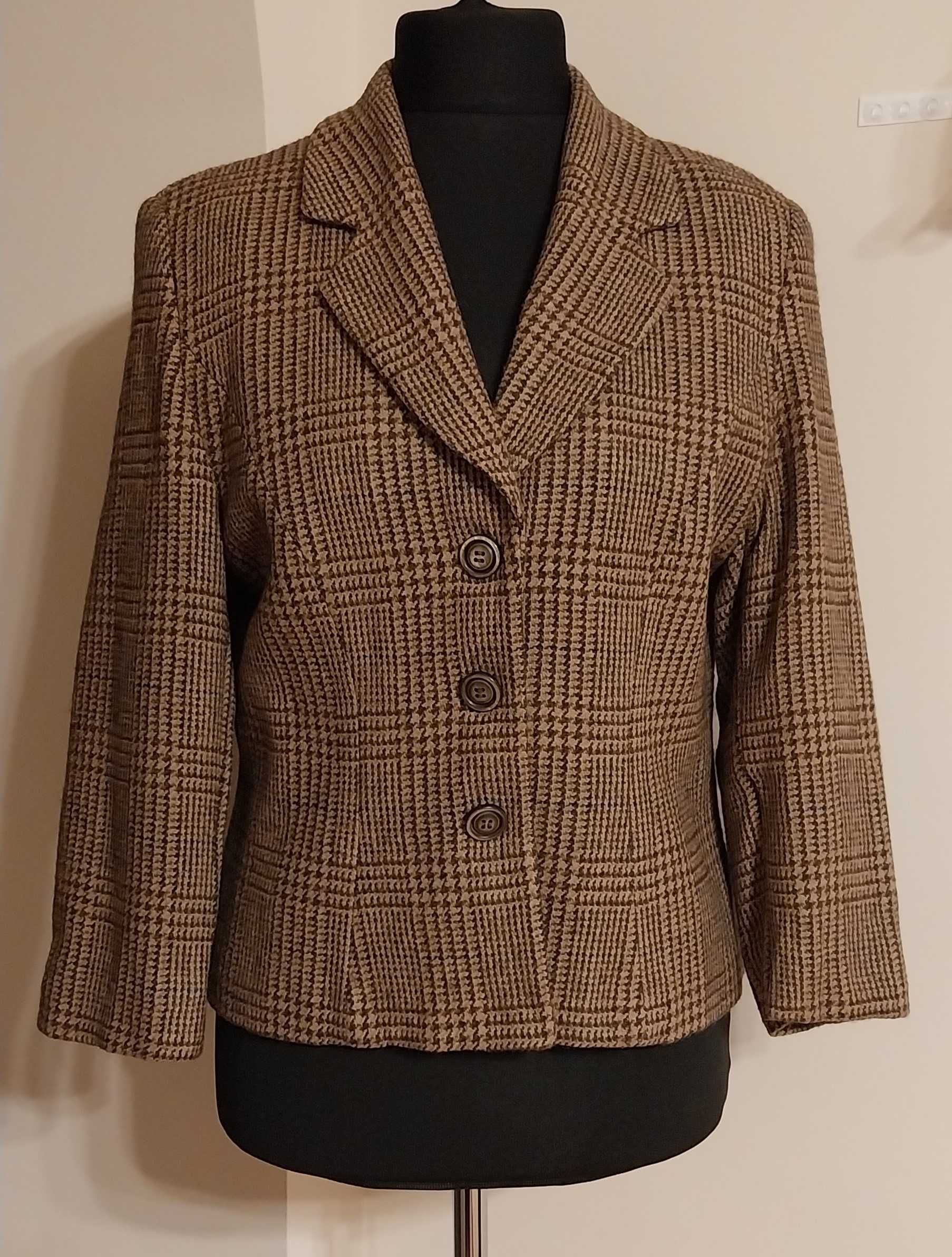 Wełniana marynarka żakiet Telimena real vintage krata klasyczna