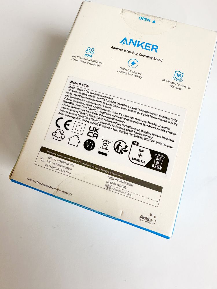 Зарядний пристрій Anker PowerPort 713 Nano II - 45W USB-C GaN (A2664)
