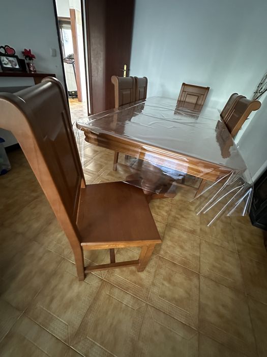 Mesa jantar 6 cadeiras madeira macica