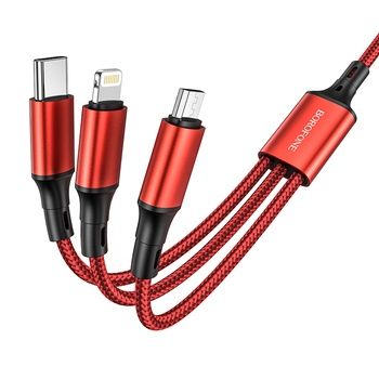 Borofone Kabel BX50 3 w 1 - USB na Typ C, Micro USB, Lightning 2,4A 1m