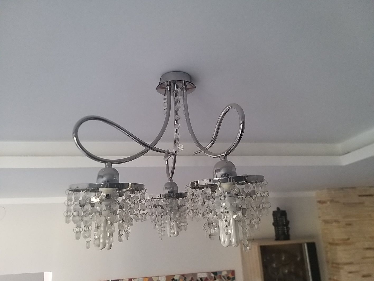 Lampa sufitowa kryształki srebrna