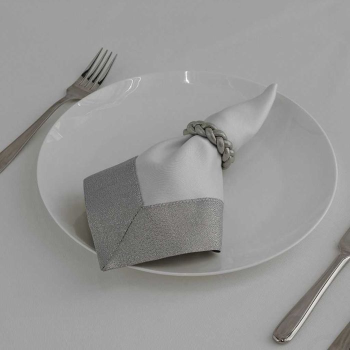 Serwetka Glamour srebrna biała elegancka home&you z lamówką
