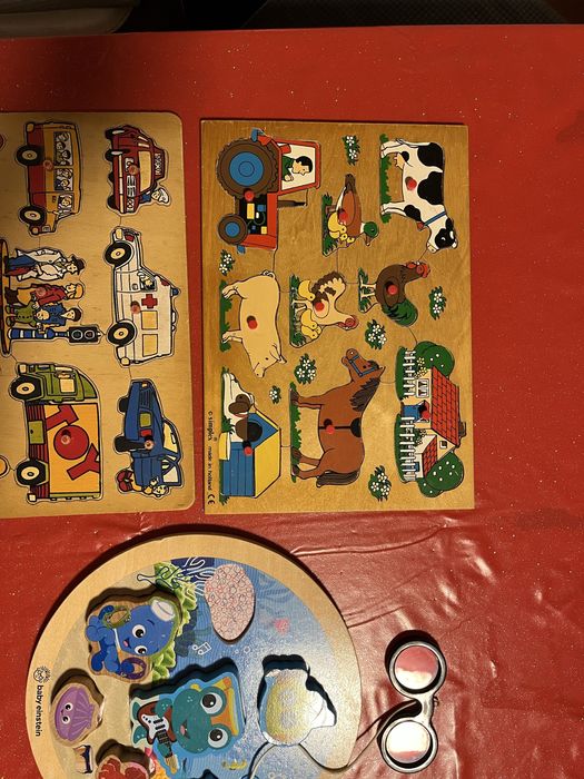 Conjunto de 3 puzzles de encaixar de madeira