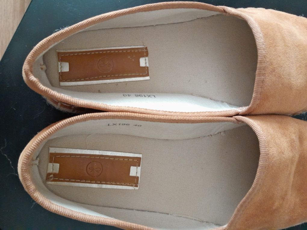 Espadryle brązowe rude camel 40 25cm damskie buty