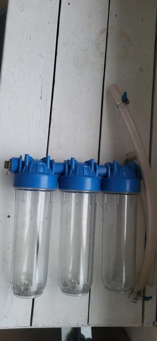 потрійний фільтр для води проточний колби+трубки з кранами