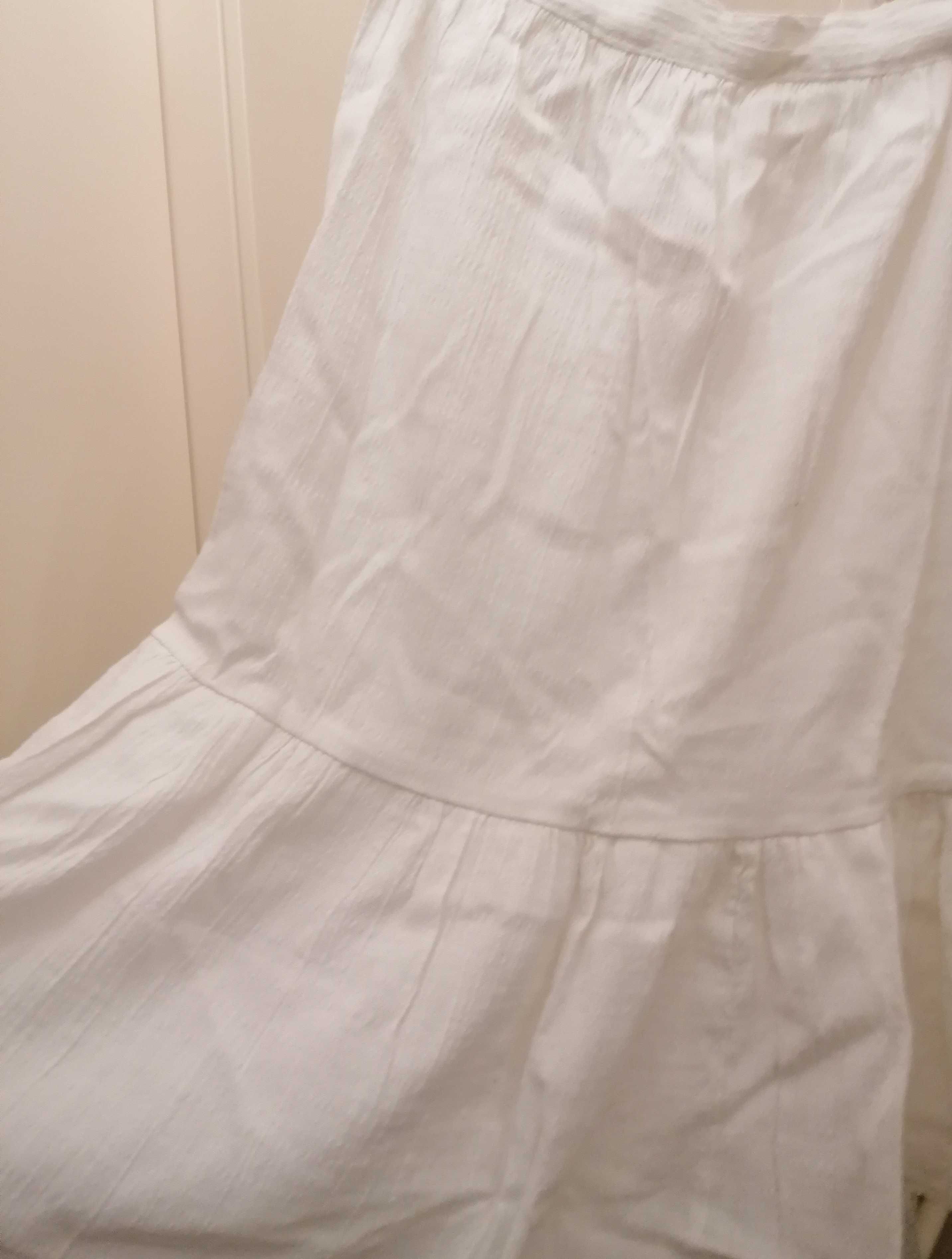Długa spódnica z gęstej bawełny z falbaną XS/S