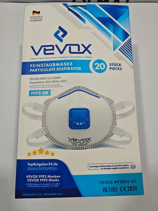 Vevox Maska Twarzowa Ffp3 Z Zaworem 20 Szt.