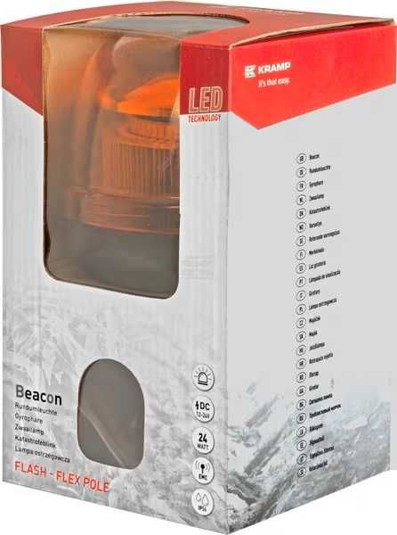Lampa błyskowa LED, 24W 12/24V na uchwyt, elastyczna Kramp kogut