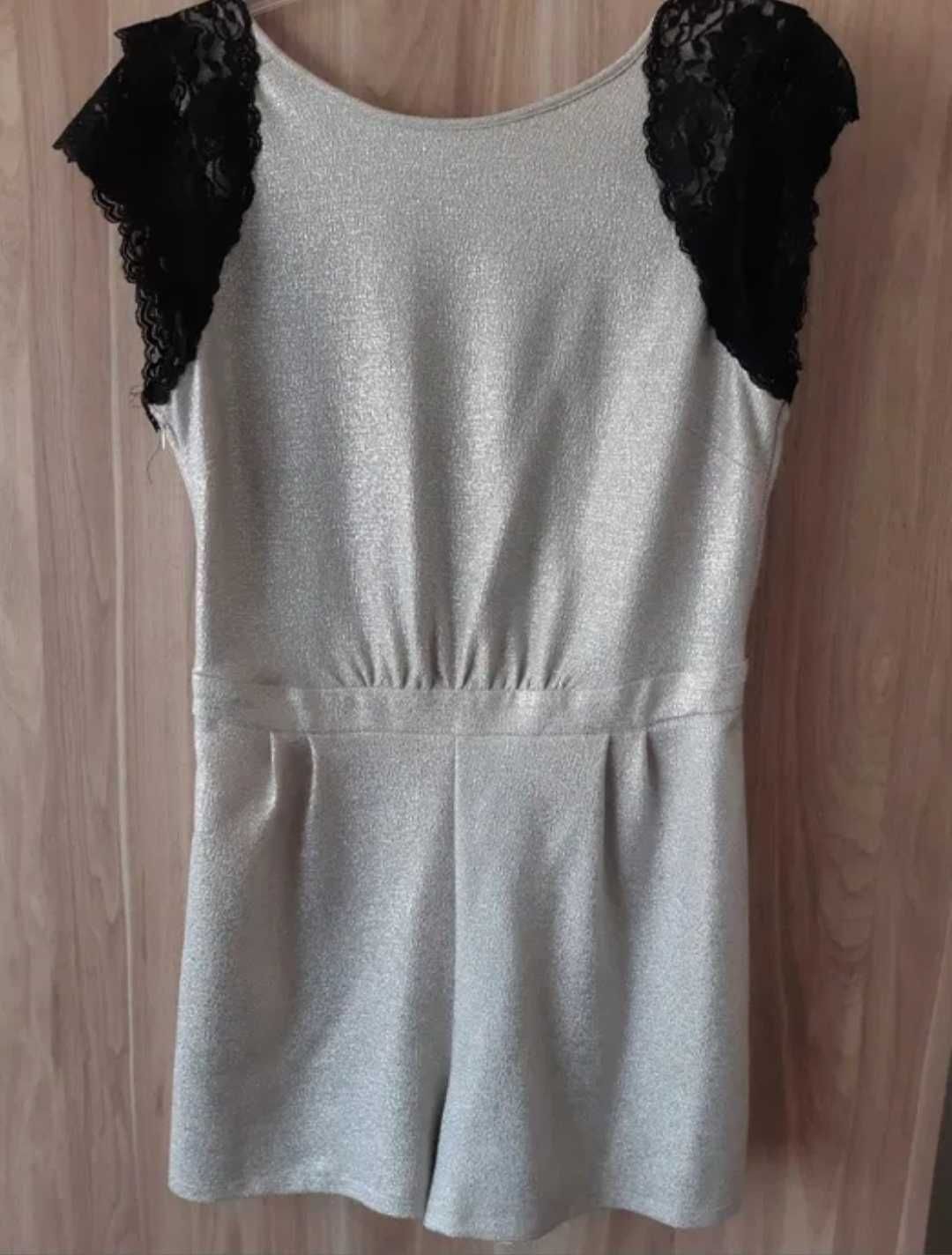 Kombinezon krótki wesele sylwester błyszczący koronka L Xl elegancki
