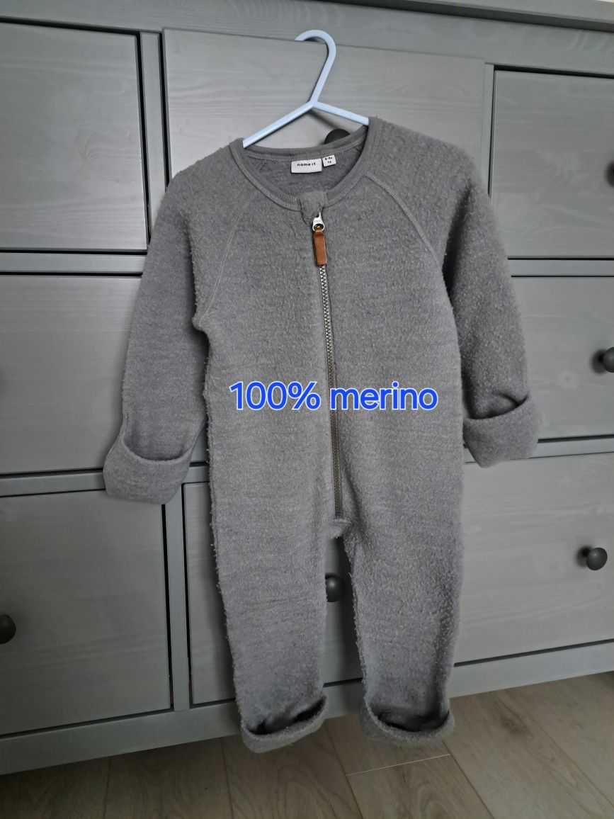 Kombinezon Name It wełniany merino 74 100% polar puchacz