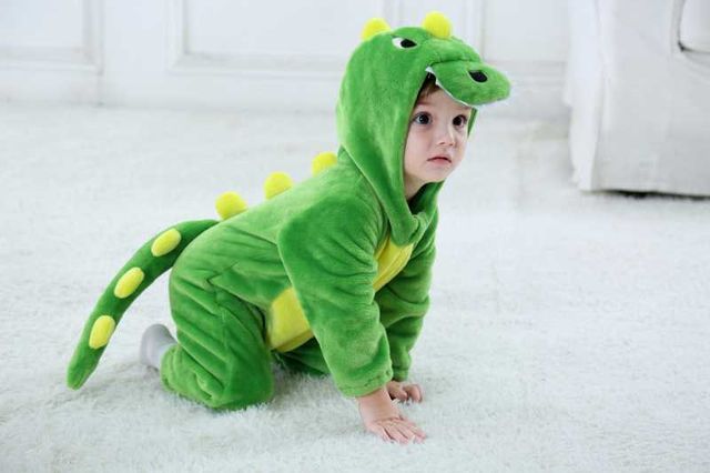 Детские пижамы костюмы Кигуруми Зеленый Дракон для мальчиков и девочек
